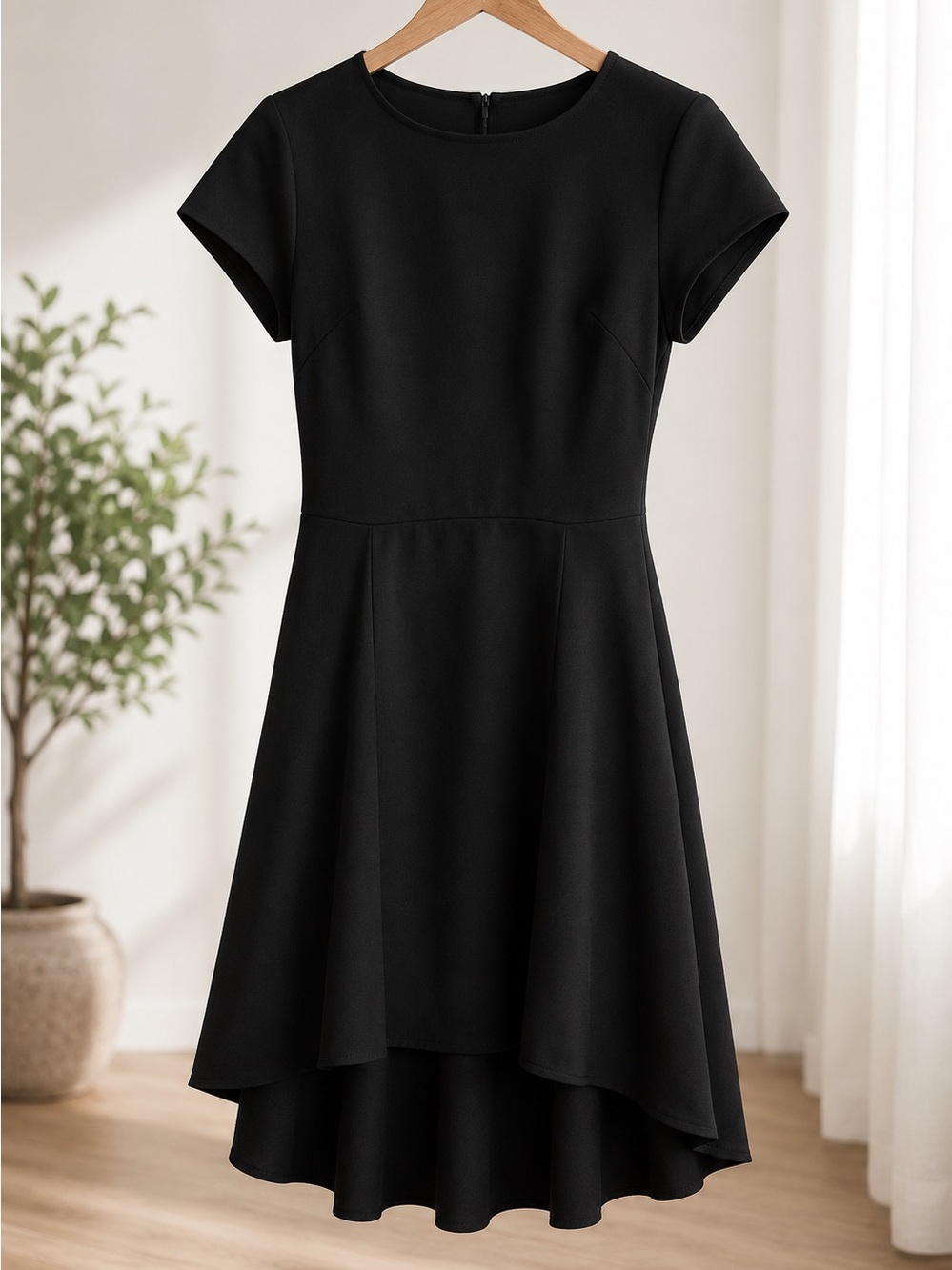 Babaton Black Mini Dress with Cap Sleeves